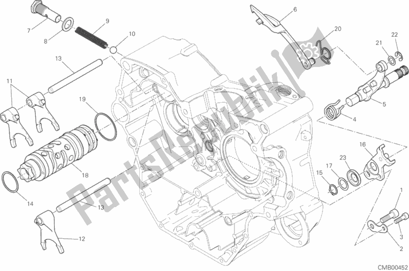 Todas as partes de Shift Cam - Garfo do Ducati Scrambler Mach 2. 0 Thailand USA 803 2018